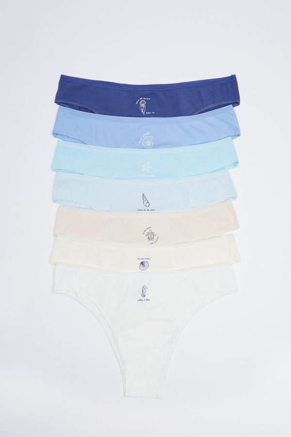 Pack 7 panties brasileros algodón océano