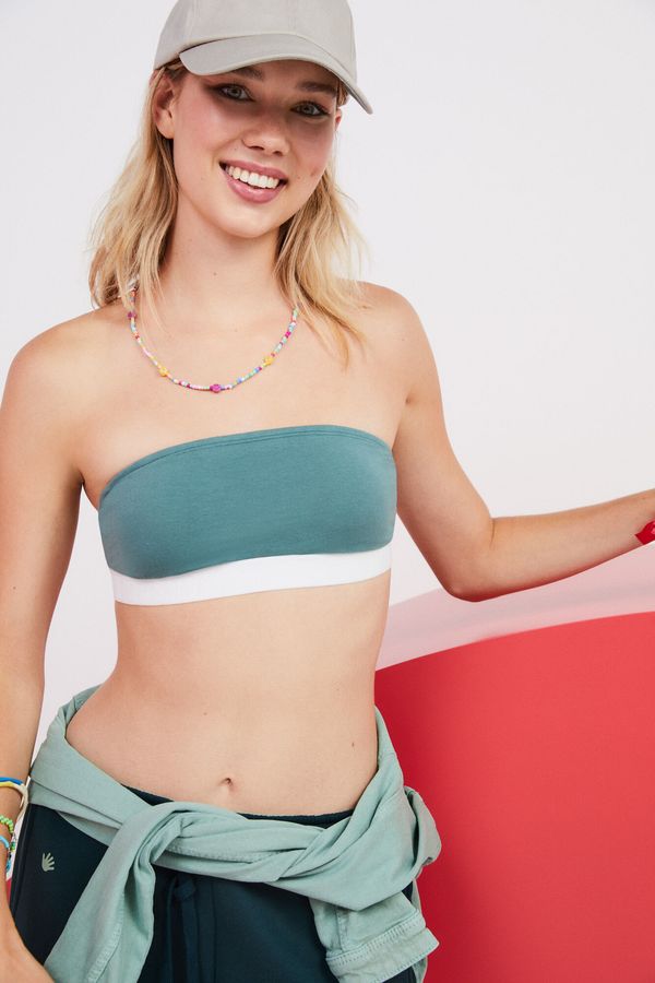 Top strapless algodón verde oscuro