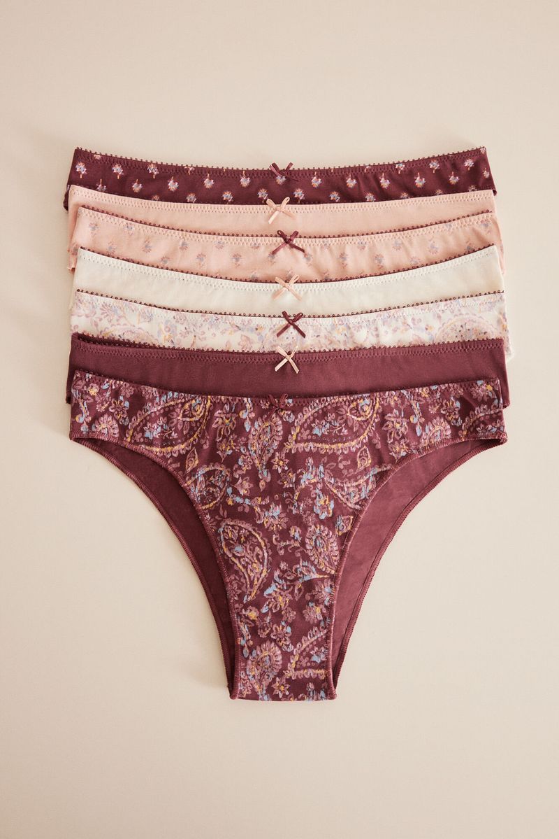 Pack 7 panties brasileros algodón boho Ref RR93