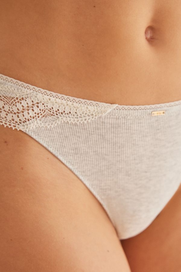 Tanga tira algodón gris