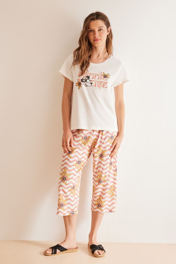 Pijama Capri 100% algodón marfil Minnie