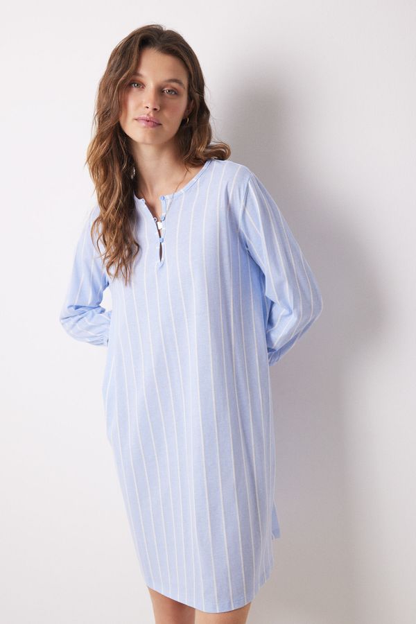 Camisón corto 100% algodón estampado rayas
