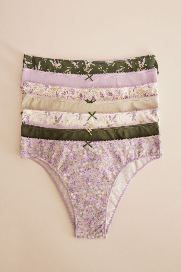 Pack 7 panties brasileros algodón lavanda