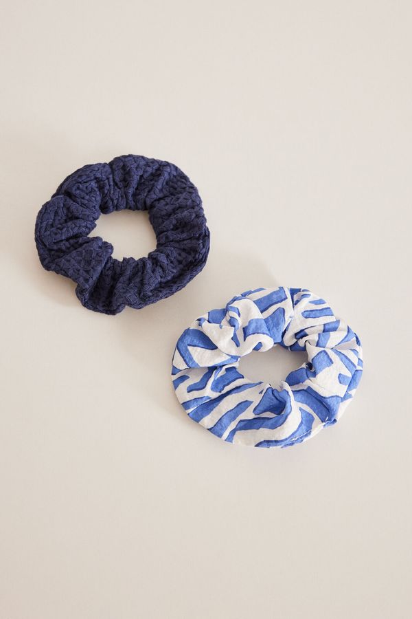Pack 2 moñas print azul y blanco