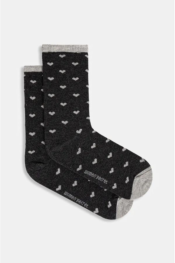 Medias largas negro corazones
