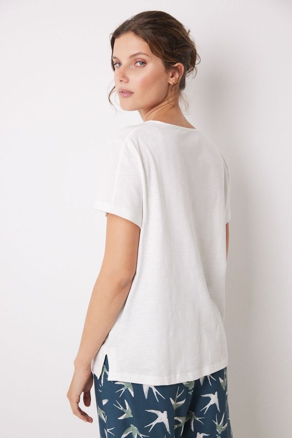 Camiseta manga corta 100% algodón marfil