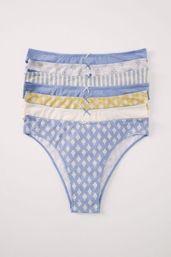 Pack 7 panties brasileros algodón amarillo y verde
