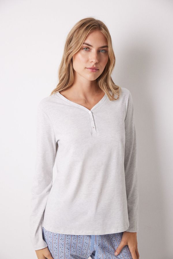 Camiseta algodón manga larga gris