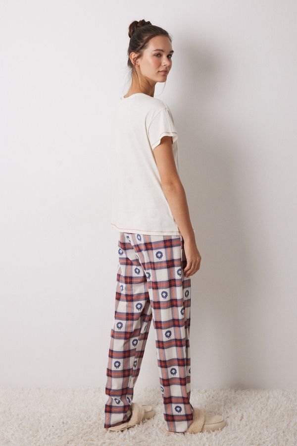 Pijama 100% algodón cuadros Snoopy