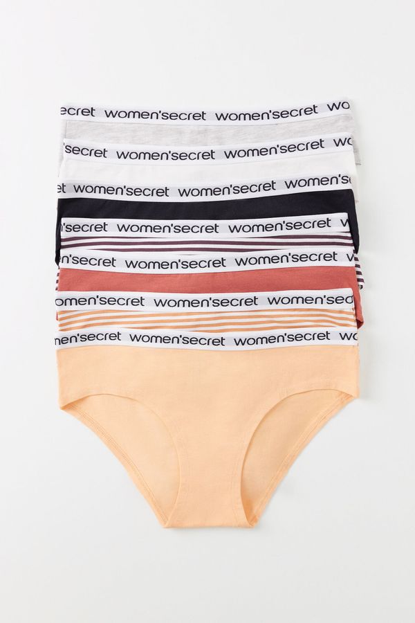 Pack 7 panties anchos algodón logo