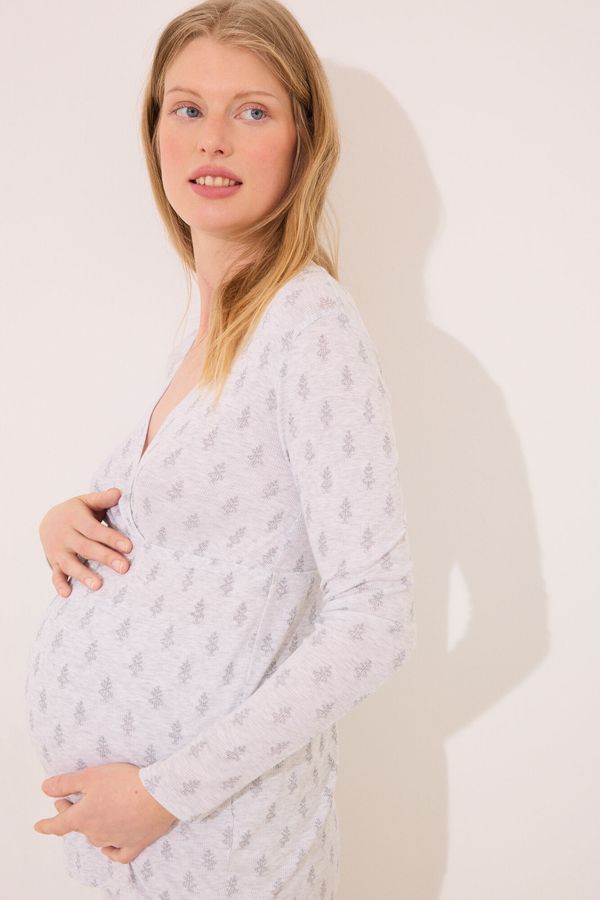 Pijama larga "maternity" soft touch gris