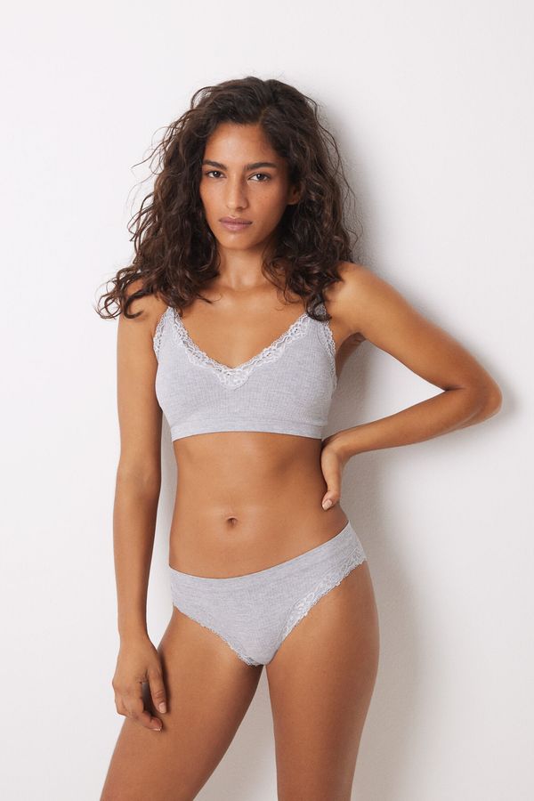 Brasier seamless canalé gris