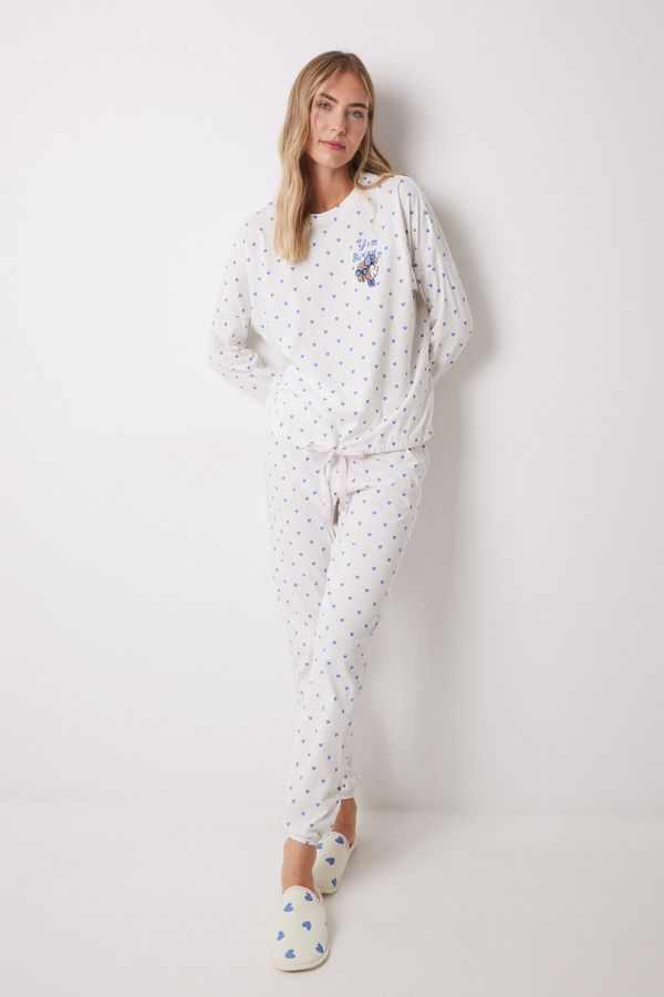 Pijama larga 100% algodón corazones