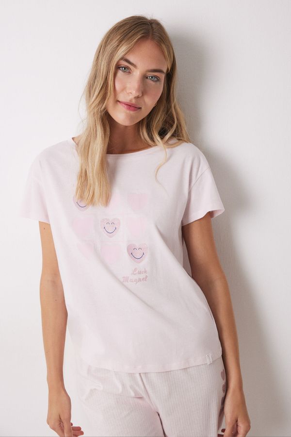 Pijama larga 100% algodón rosado corazones