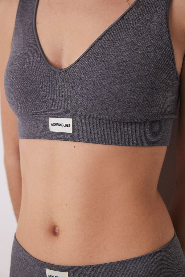 Top canalé gris seamless
