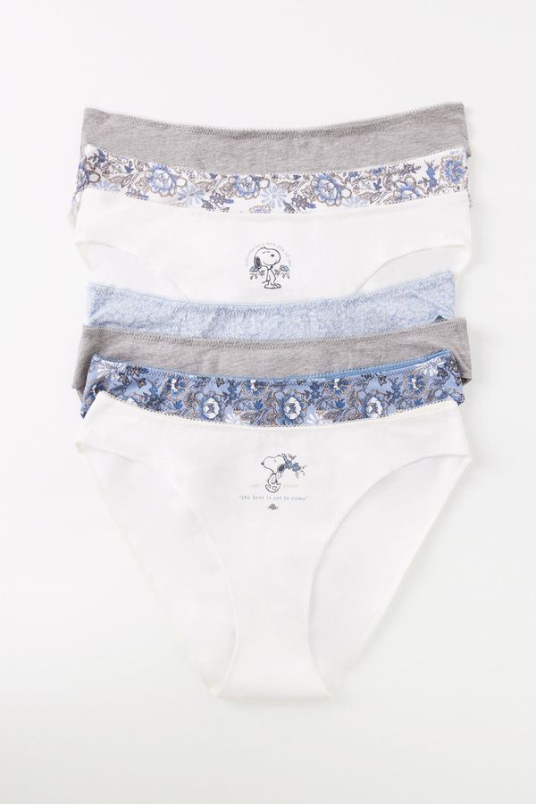 Pack 7 panties clásicos algodón liso y estampado Snoopy