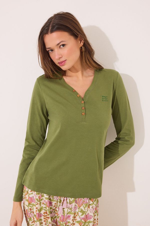 Camiseta lisa manga larga 100% algodón verde