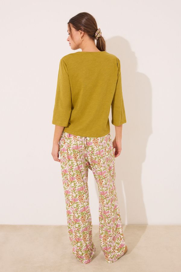 Pantalón 100% algodón flores