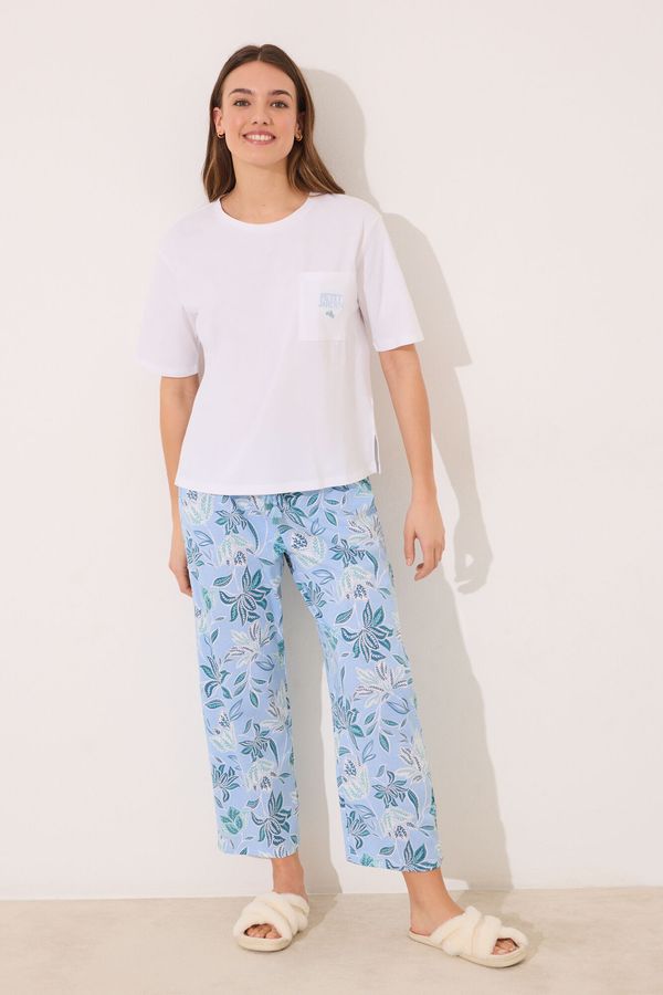 Pijama Capri 100% algodón estampado flores