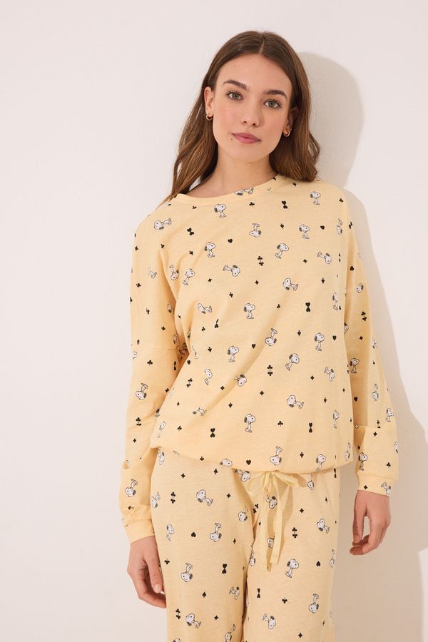 Pijama larga 100% algodón Snoopy amarillo