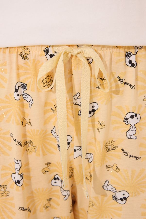 Pijama larga 100% algodón Snoopy manga corta