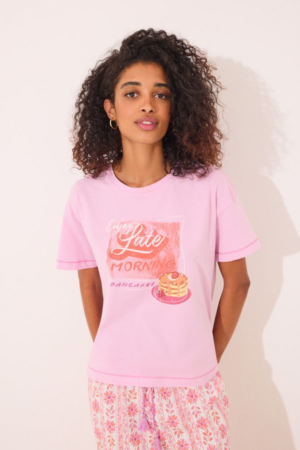 Camiseta manga corta 100% algodón rosado