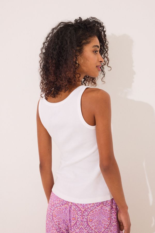Camiseta tirantes canalé blanco