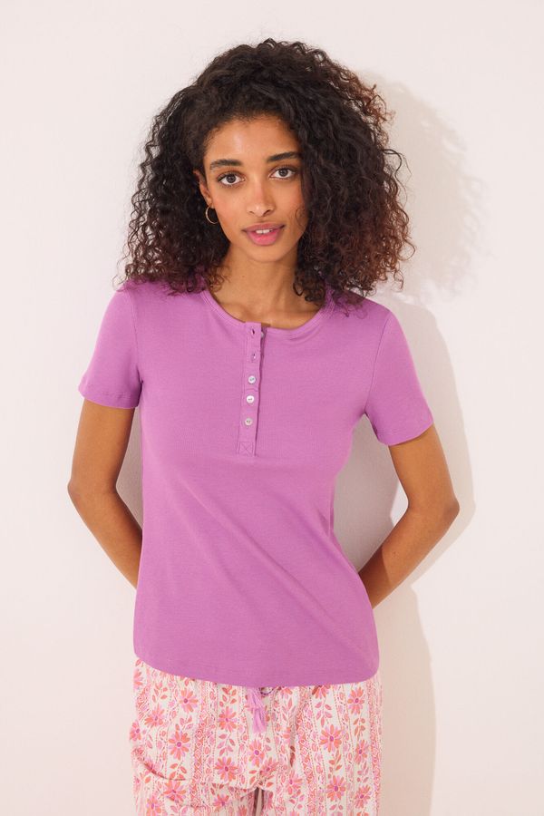Camiseta canalé morado