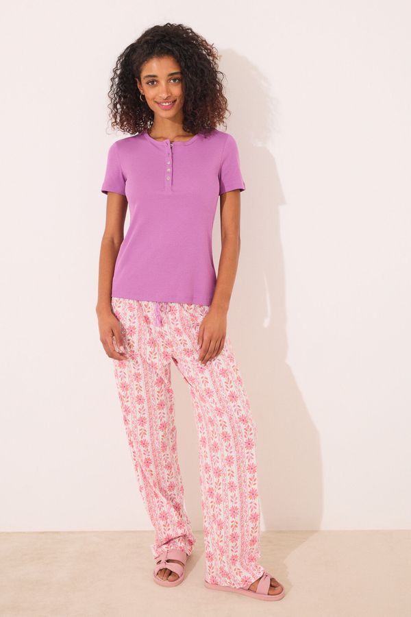 Camiseta canalé morado