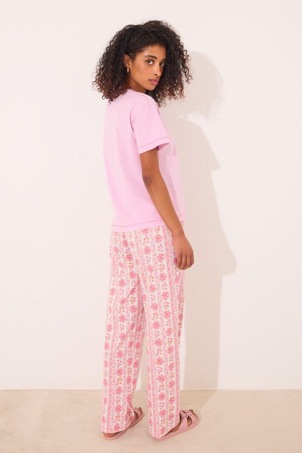 Pantalón largo 100% algodón flores