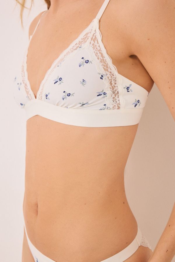 Brasier triangular NATURAL microfibra y encaje blanco COPA-B