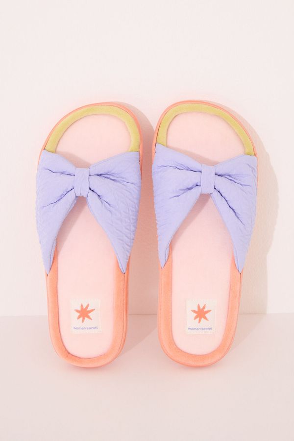 Pantuflas abiertas con moño de velour