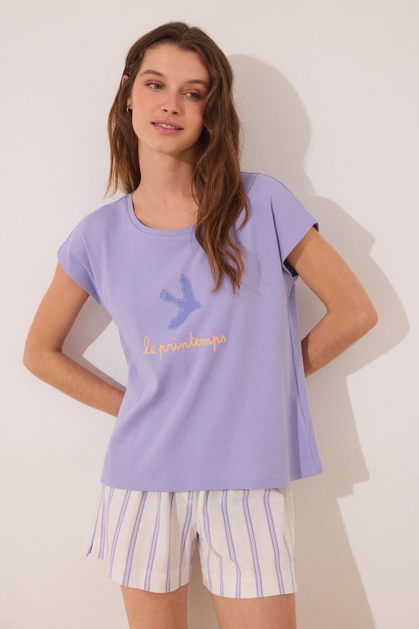 Pijama corta de algodón de rayas short