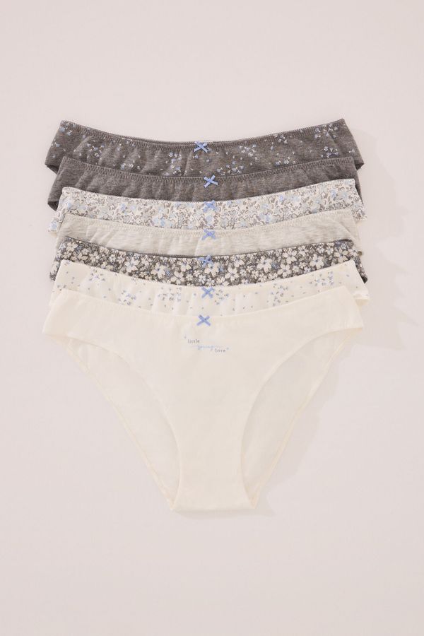 Pack 7 panties clásicos algodón gris blanco