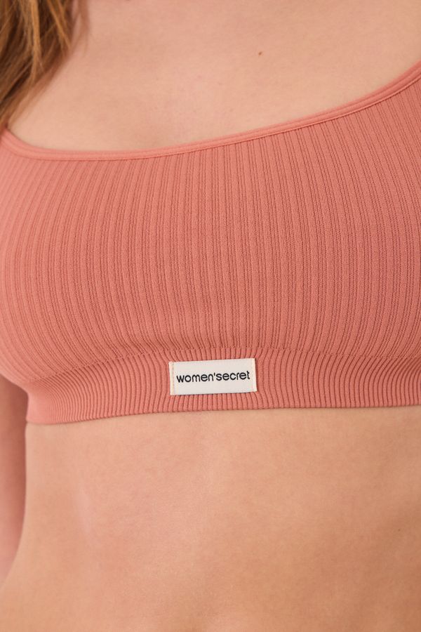 Top canalé seamless coral