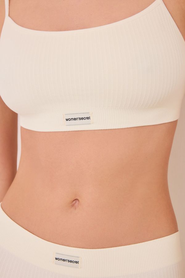 Top canalé seamless marfil