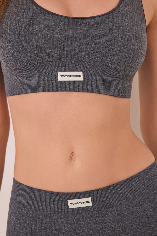 Top canalé seamless gris
