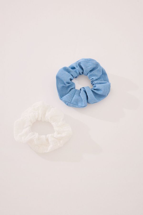 Pack 2 moñas denim y bordado suizo