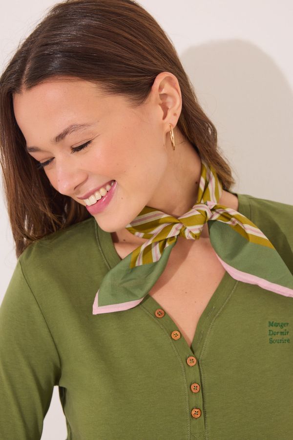 Pañuelo para cuello rayas verde