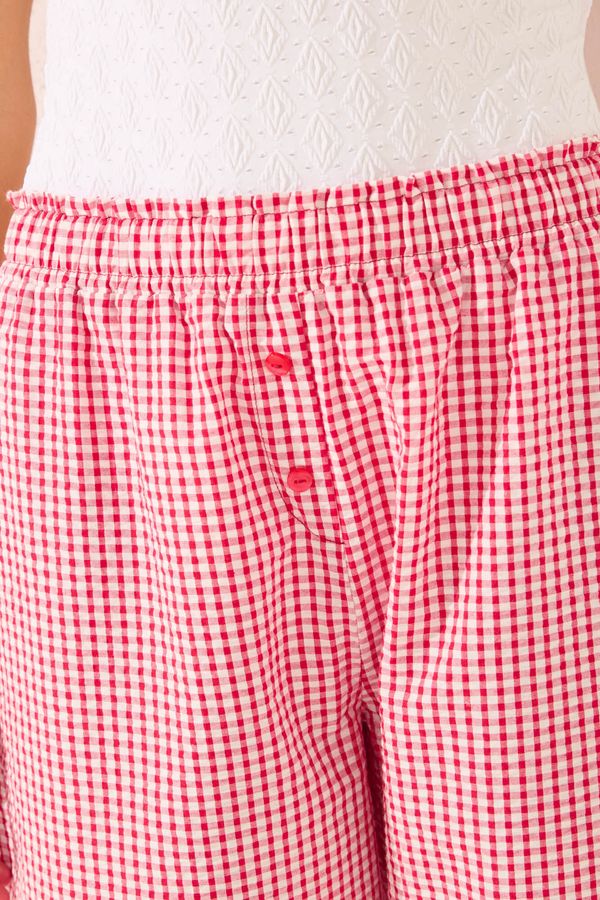 Pantalón capri de cuadros vichy rojo