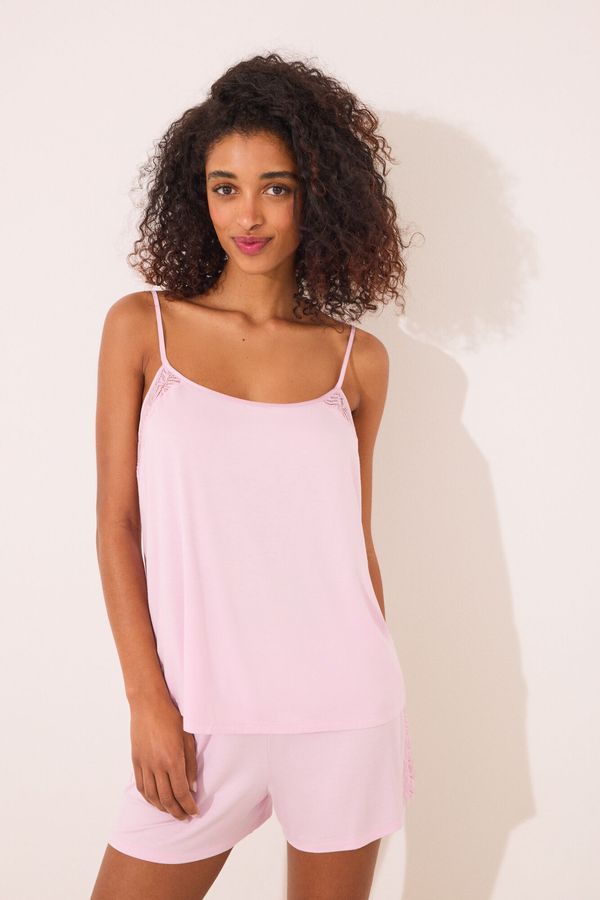 Pijama corta viscosa rosado