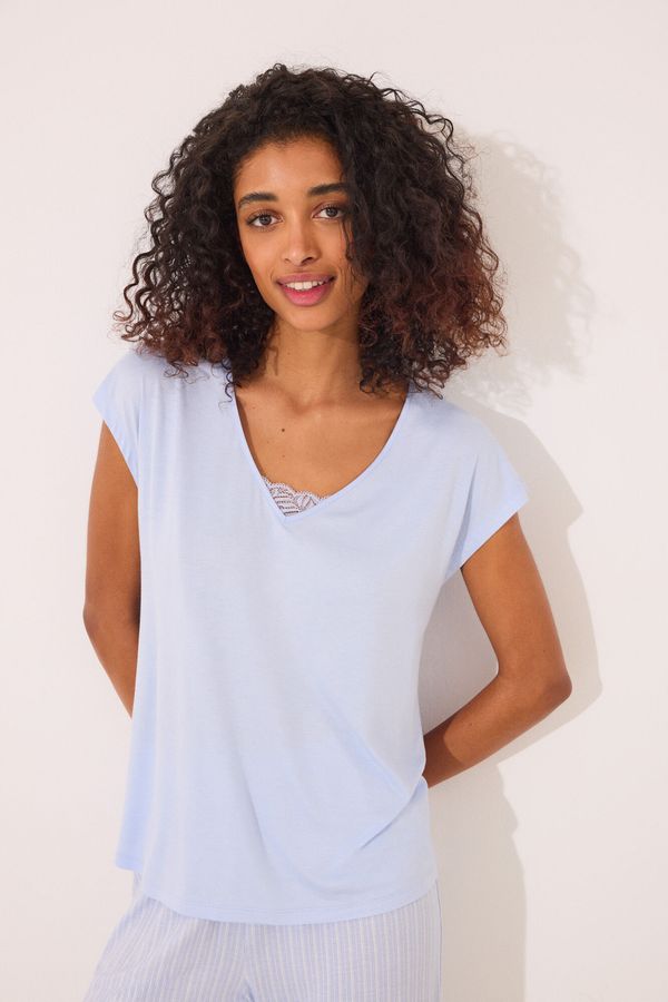 Pijama Capri viscosa azul rayas