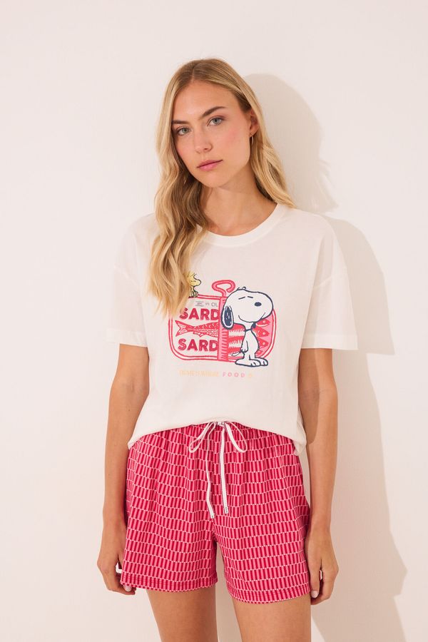 Pijama corta 100% algodón Snoopy rojo