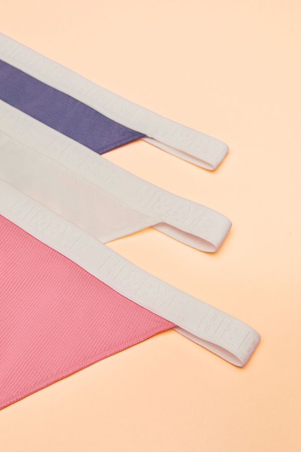 Pack 3 tangas algodón blanco, rosado y azul