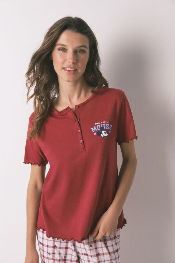 Pijama larga algodón Mickey rojo