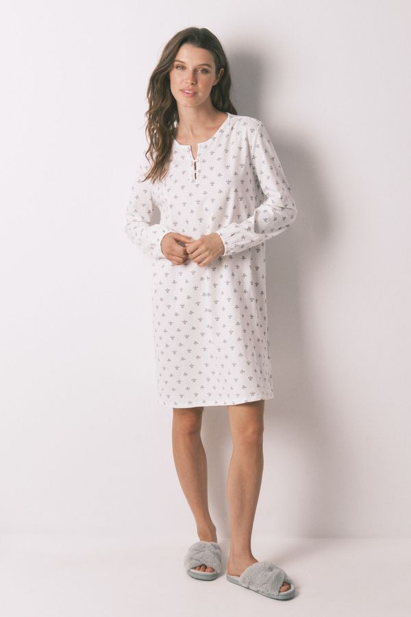 Camisón manga larga 100% algodón flores