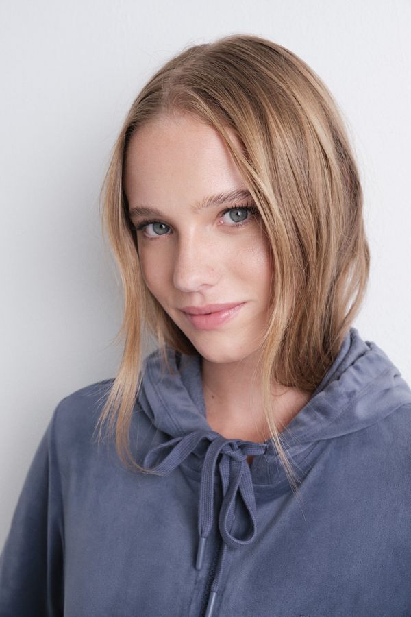 Chaqueta terciopelo cremallera azul