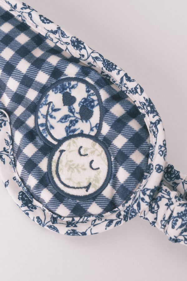 Antifaz SmileyWorld® cuadros vichy azul