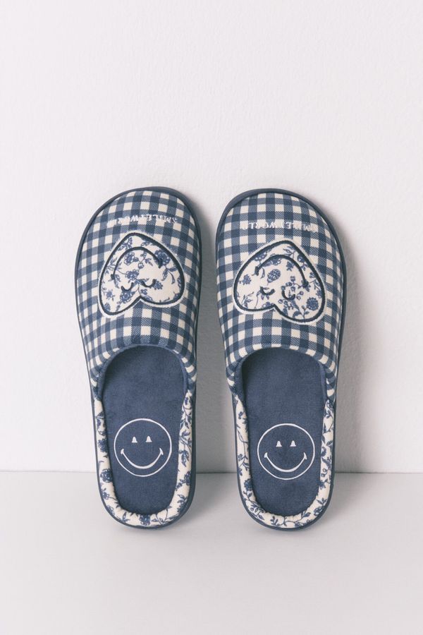 Pantuflas SmileyWorld® cuadros vichy azul