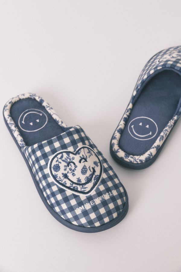 Pantuflas SmileyWorld® cuadros vichy azul